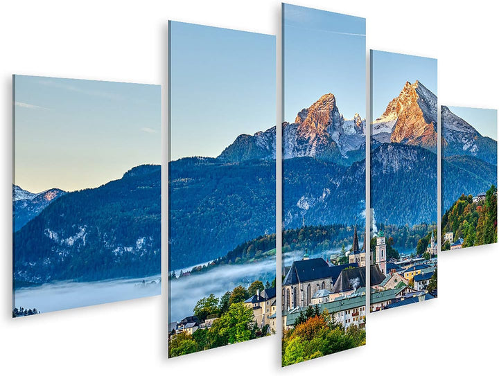 islandburner Bild auf Leinwand Berg Watzmann Stadt Berchtesgaden Bayerische Alpen Bilder Wandbilder