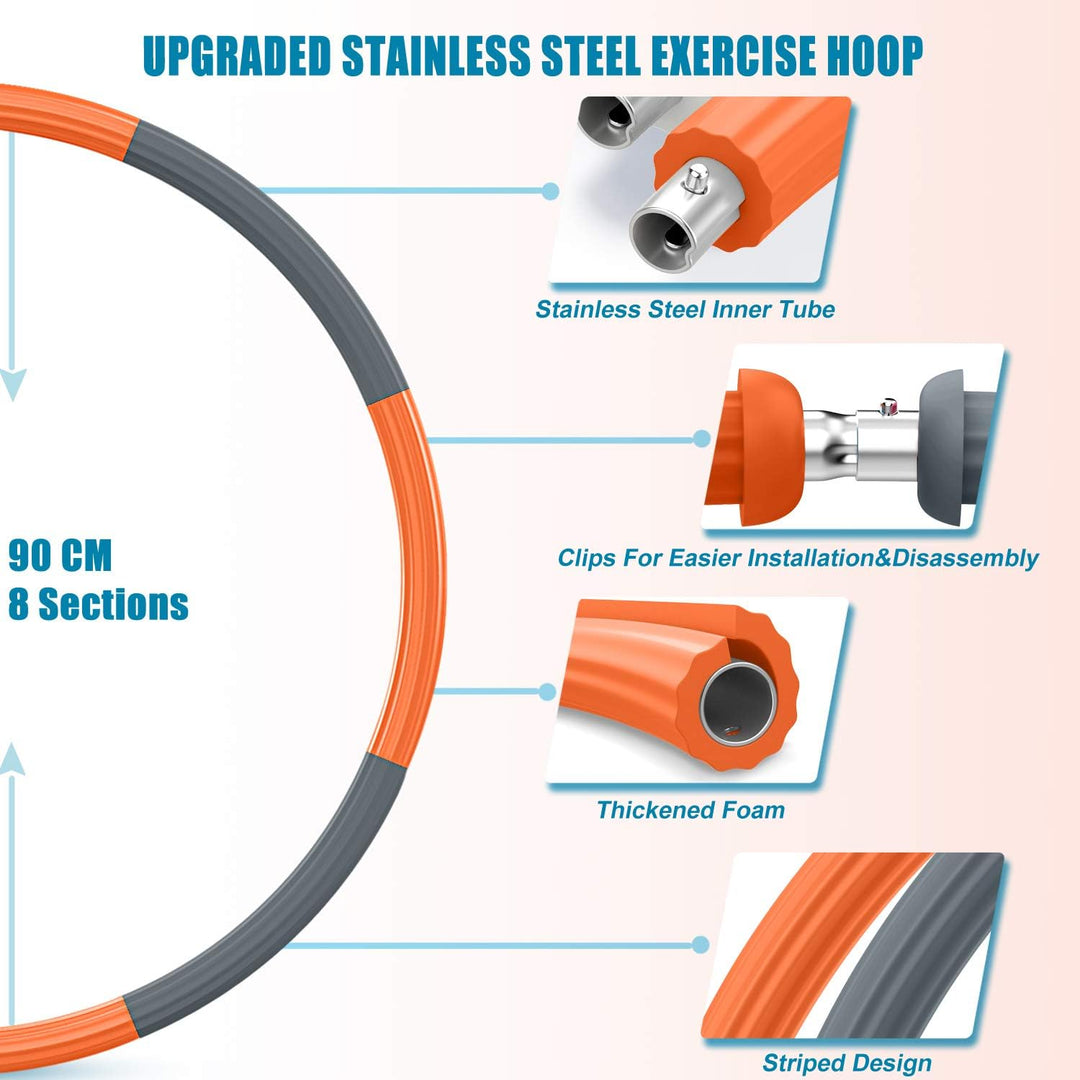 DUTISON Hula Reifen Hoop für Erwachsene, Fitness Reifen Gewichtet Rostfreier Stahl Hullahub Reifen z