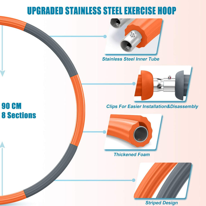 DUTISON Hula Reifen Hoop für Erwachsene, Fitness Reifen Gewichtet Rostfreier Stahl Hullahub Reifen z