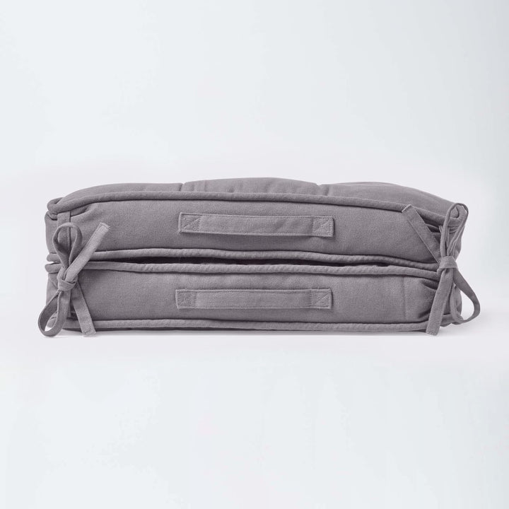 Homescapes Faltbares Reisekissen 50x50 cm dunkelgrau, Auto-Sitzkissen mit Rückenlehne, Klappsitzkiss