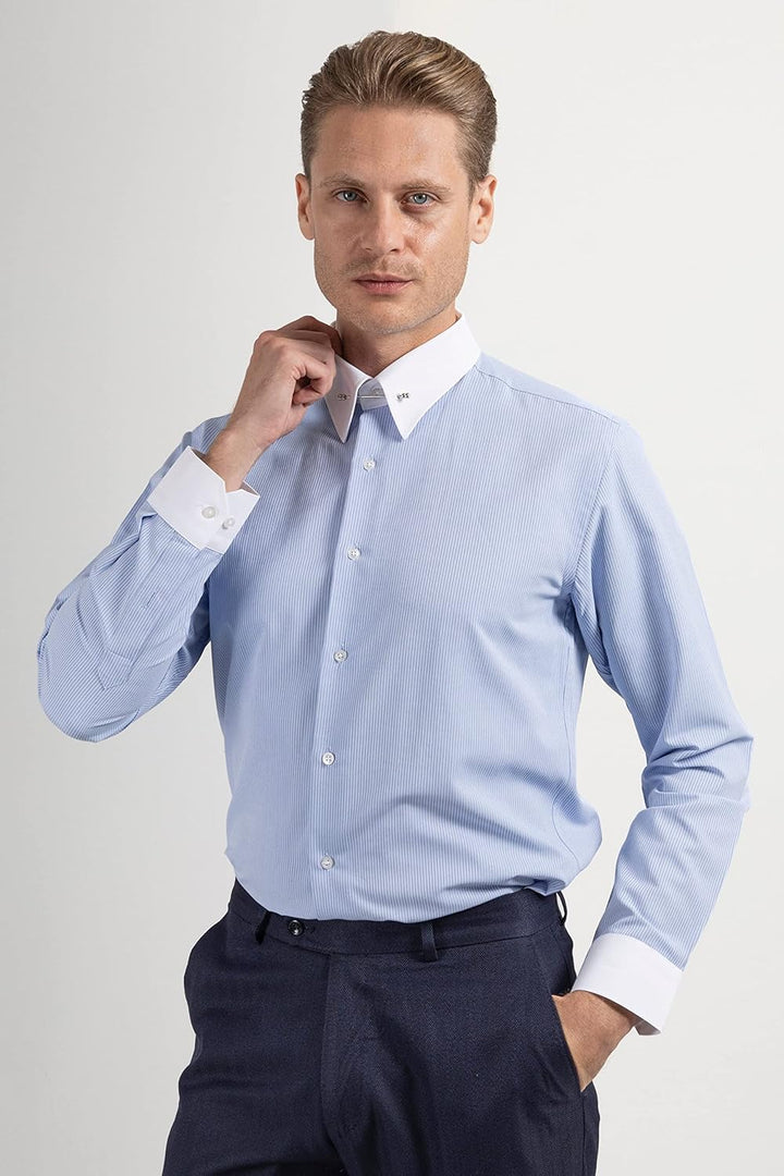 Jack Martin - Hemd mit Pin-Kragen – Formelle Herren Hochzeits und Anzughemden mit Nadelkragen XL Ges