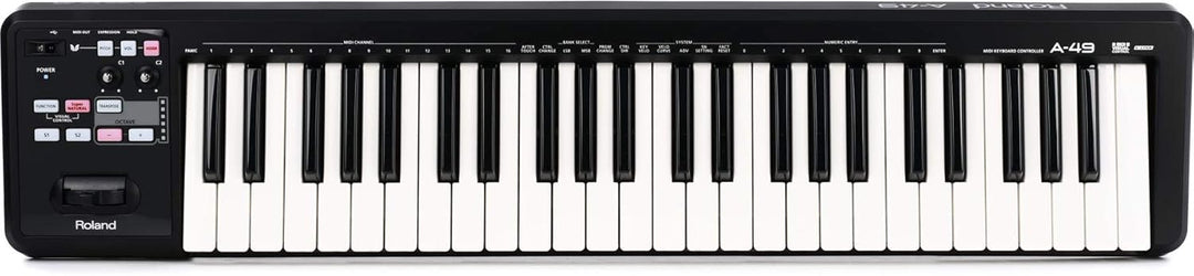 Roland A-49 Midi-Tastatur-Controller, leicht, 49 Tasten, Schwarz