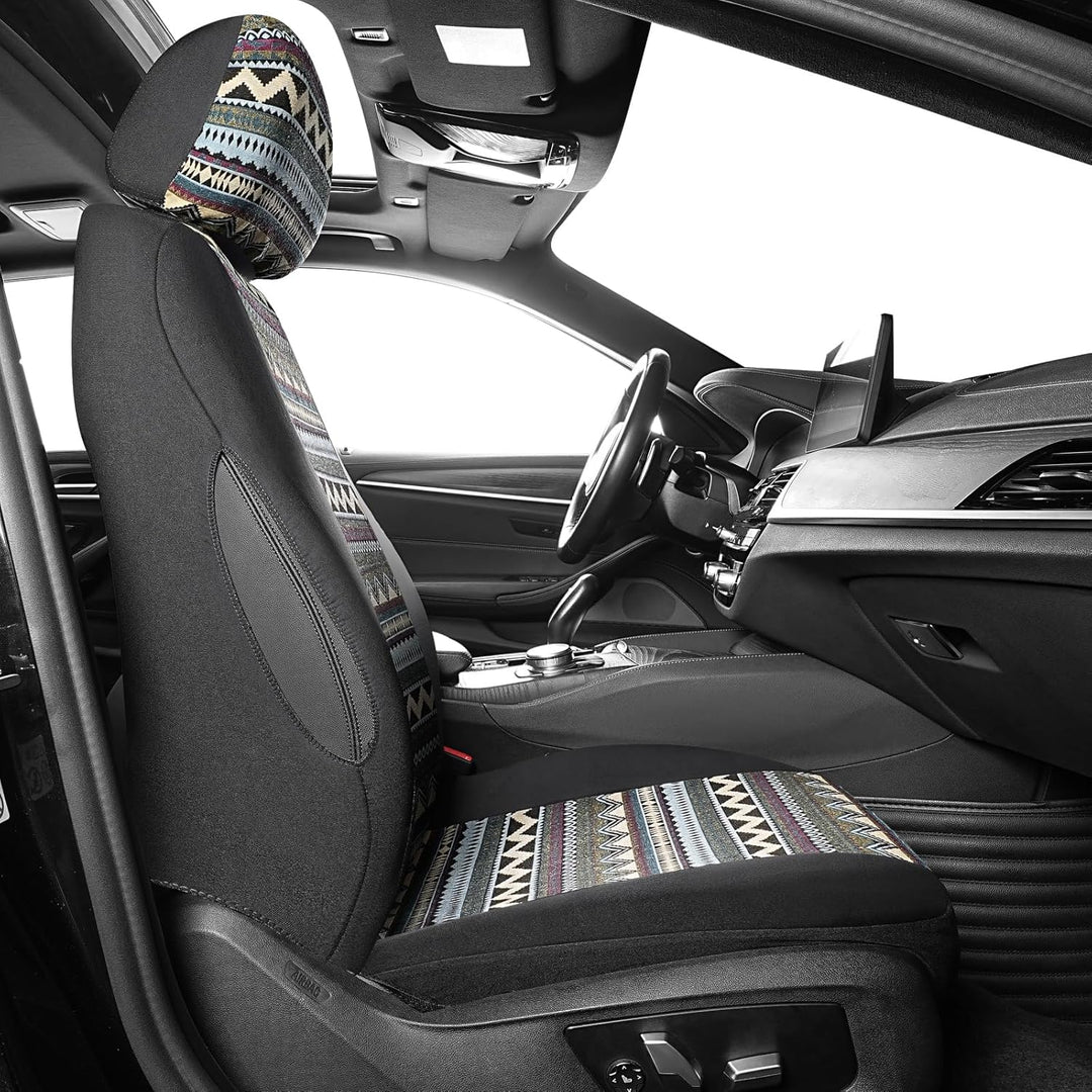 SOBONITO Auto-Sitzbezüge Vordersitze Universal,Bohème-Stil,Auto-Sitzschoner,Auto-Schonbezüge,Schwere