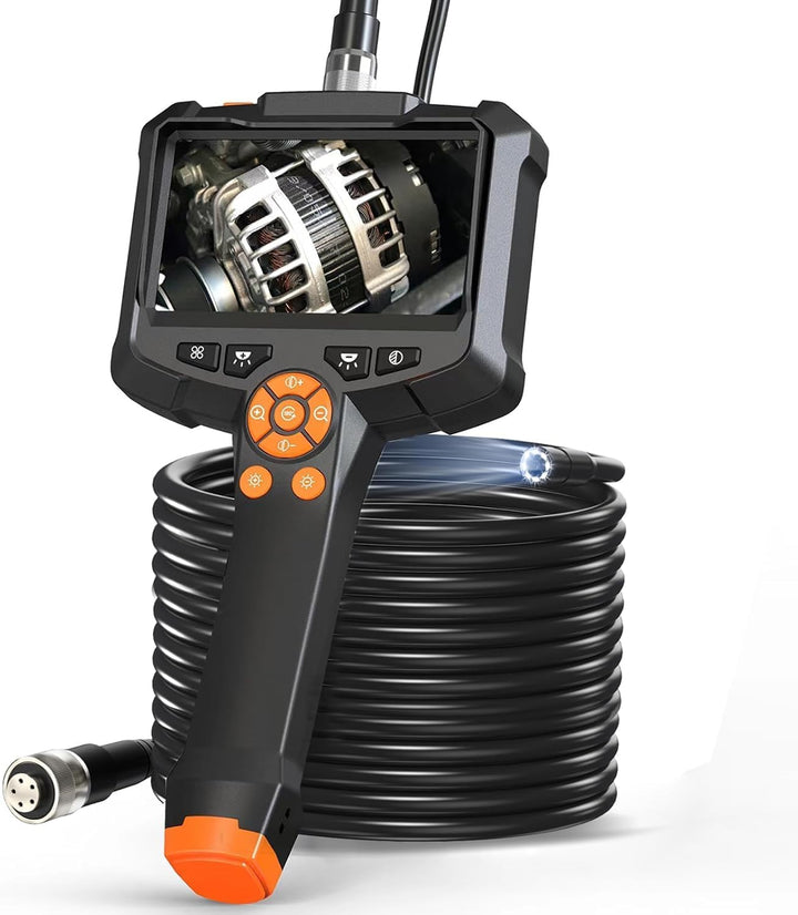 Endoskopkamera mit Licht, AOPICK 4.3" IPS Bildschirm Endoskop mit 10M Halbstarres Kabel, 8mm IP67 wa