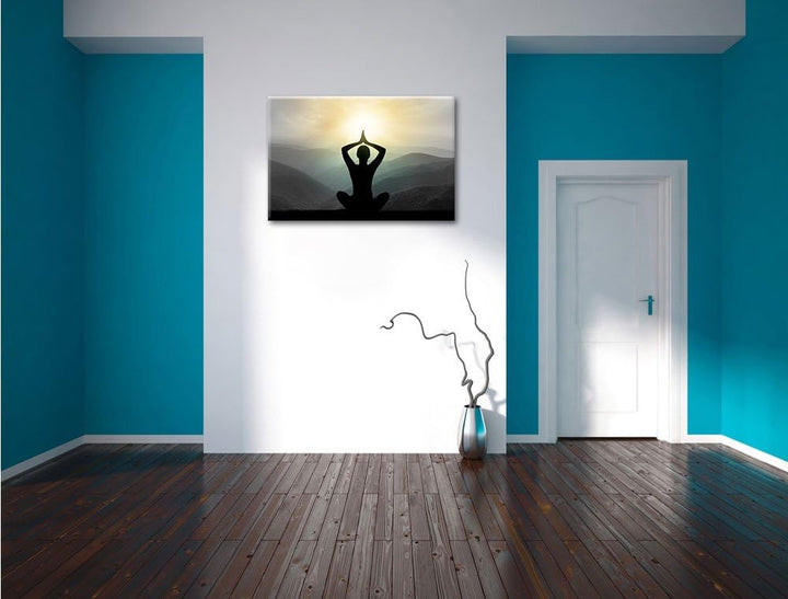 Pixxprint Yoga und Meditation als Leinwandbild/Grösse: 100x70 cm/Wandbild/Kunstdruck/fertig bespannt