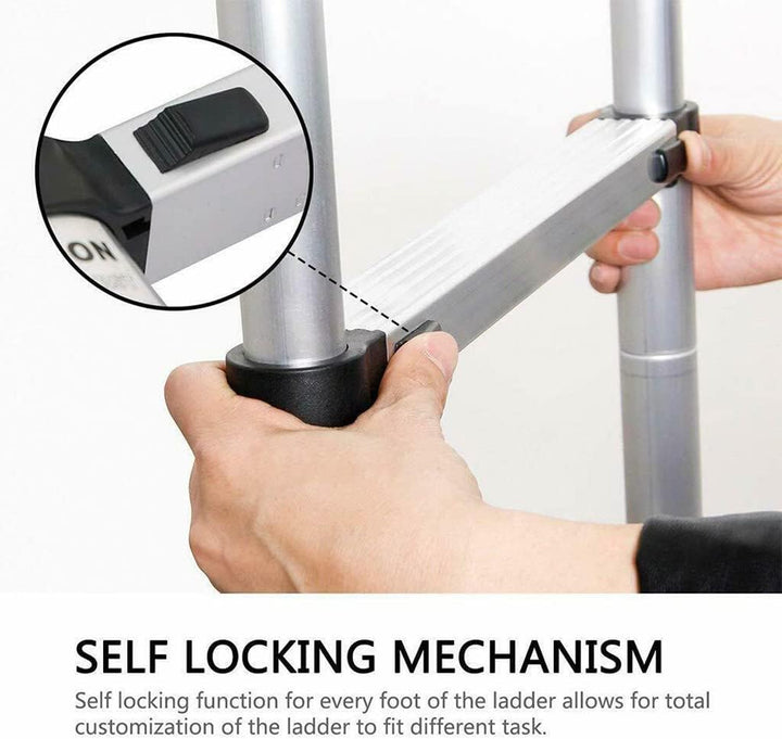 2.6m Teleskopleiter aus hochwertigem Edelstahl, 9 Stufen Ausziehleiter Rutschfester Klappleiter Steh
