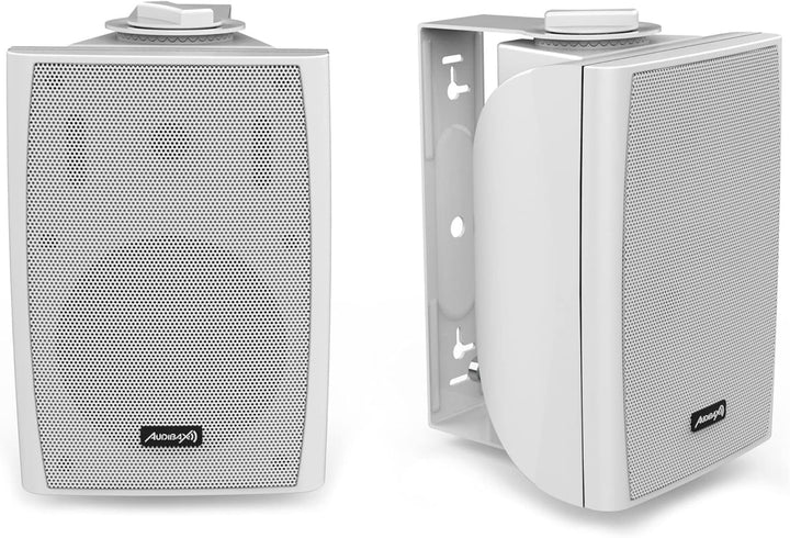 Audibax Elipse 4 Altavoces HiFi Estantería/Pared 2 Vías Con Soportes de Pared. Blancos Pareja