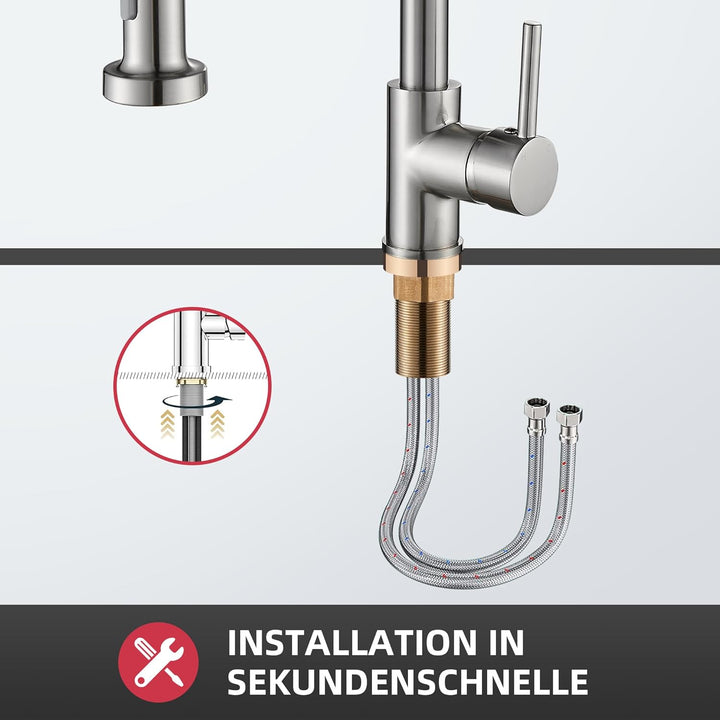 Cobbe Küchenarmatur, Feder-Küchenarmatur mit herunterziehbarem Sprühkopf, 2 Sprühmodi, Einhebel-Spül