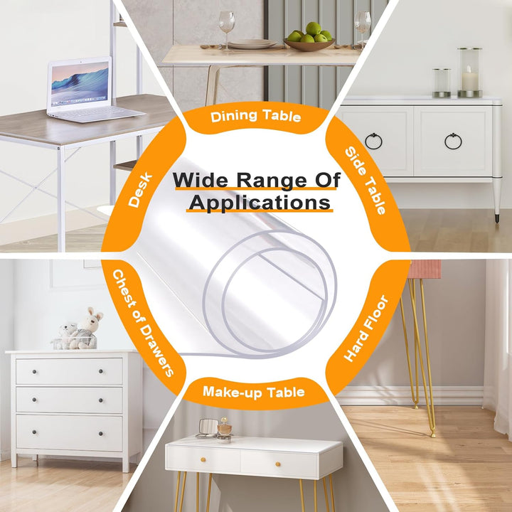 WOLTU Tischfolie 1 mm Tischdecke transparent wasserdicht, Tischschutz Folie abwaschbar, durchsichtig