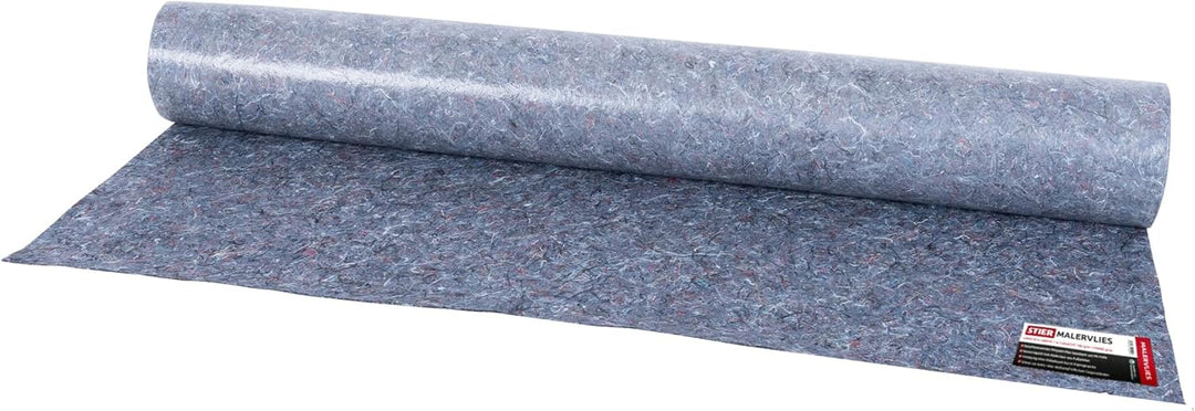 STIER Malervlies, 180 g/m², 25 m Länge, Premium Oberflächenschutz Vlies in Grau, PE Anti-Rutsch-Besc