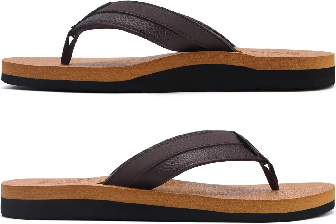 KuaiLu Flip Flops Herren Synthetik Leder Bade Sandalen Comfy Breite Füsse Badelatschen Yoga Schaum S
