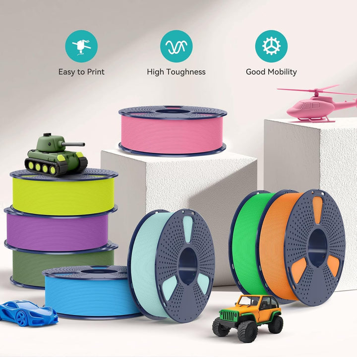 SUNLU Matt PLA Filament Bundle Mehrfarbig, 250g PLA 3D Drucker Filament 1.75mm, 0.25kg/Spule,8 Packu