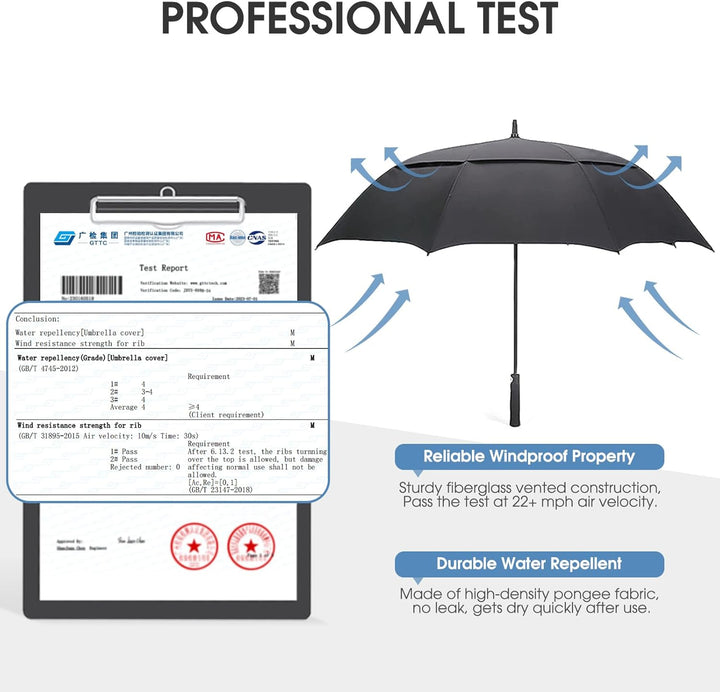 G4Free 54/62/68 Inch Automatische Öffnen Golf Schirme Extra grosse Übergross Doppelt Überdachung Bel