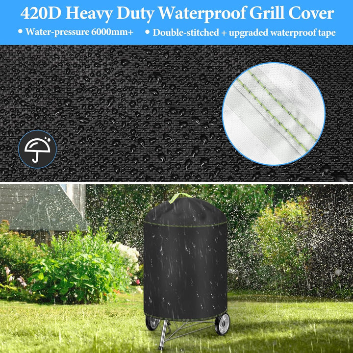 Kugelgrill Abdeckung, VDISRR Wetterfest Kugelgrill Abdeckhaube, 420D Oxford Holzkohlegrill Abdeckpla