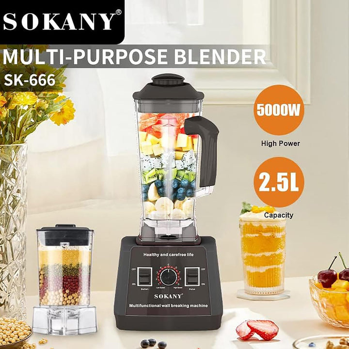 SOKANY SK-666 5000W Hochleistungsmixer, 9 Geschwindigkeitsstufe, 2-in-1[2,5L Standmixer und Smoothie