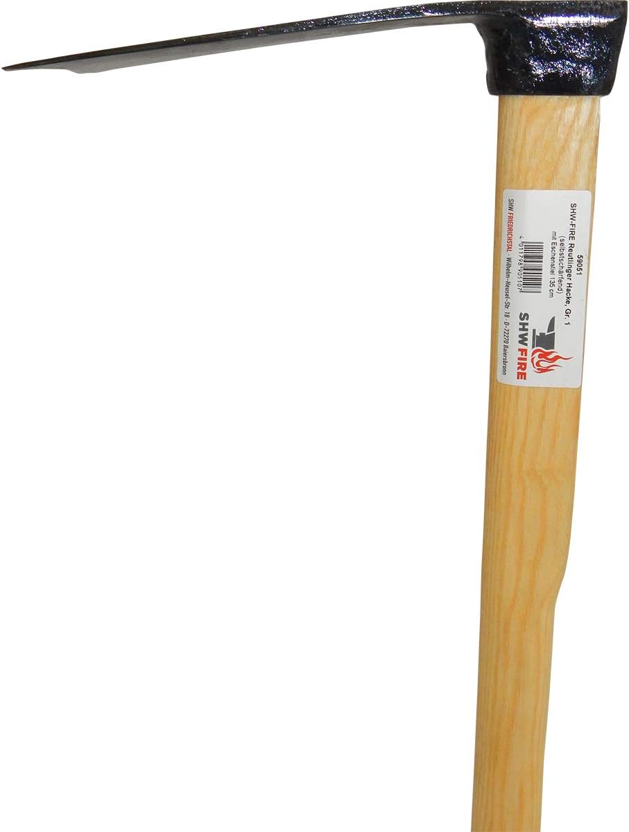 SHW-FIRE Reutlinger Hacke - Gartenhacke - Reuthacke für Harte Böden, Eschenholzstiel 135cm