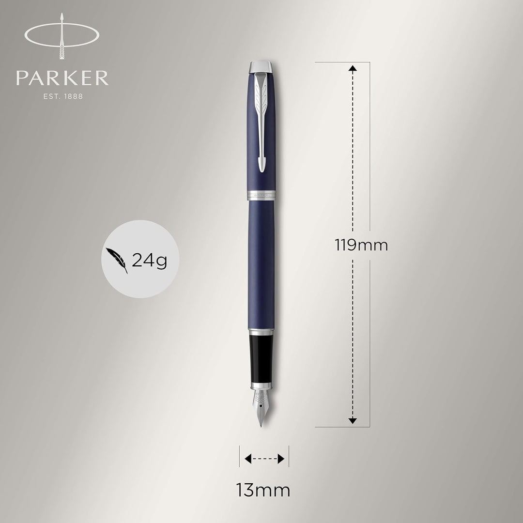 Parker IM Füller | Matte Blue | Füllfederhalter mit feiner Feder und blauer Tinte | Geschenkbox