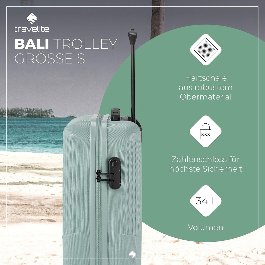 travelite 4-Rad Handgepäck Koffer klein 37 Liter, Gepäck Serie BALI: ABS Hartschalen Trolley erfüllt