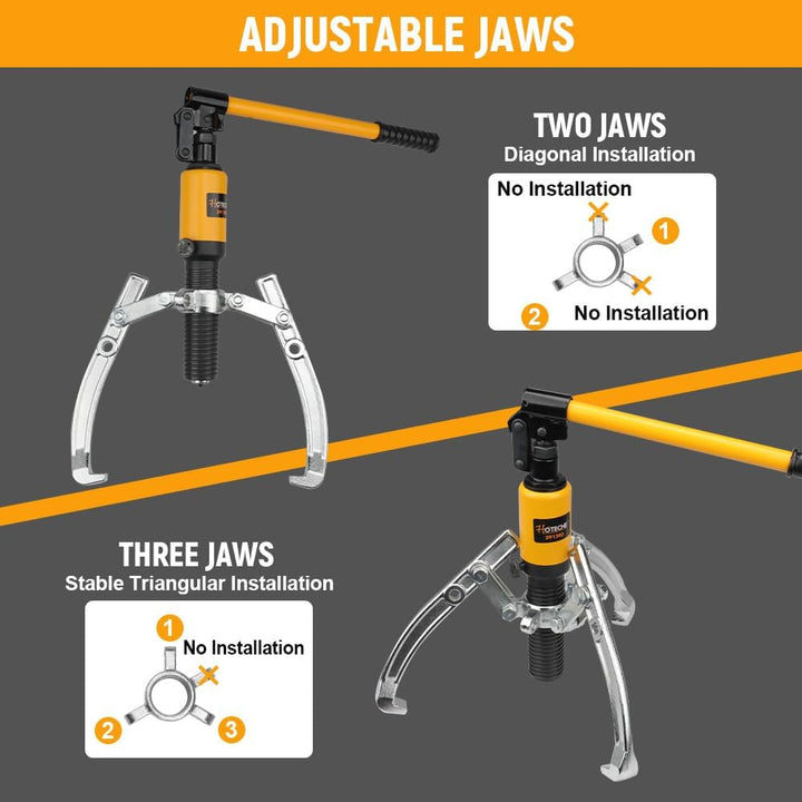 Hoteche 5TON hydraulischer Abzieher - Abzieher Set für professionelle Anwendungen in Schwarz (50-200