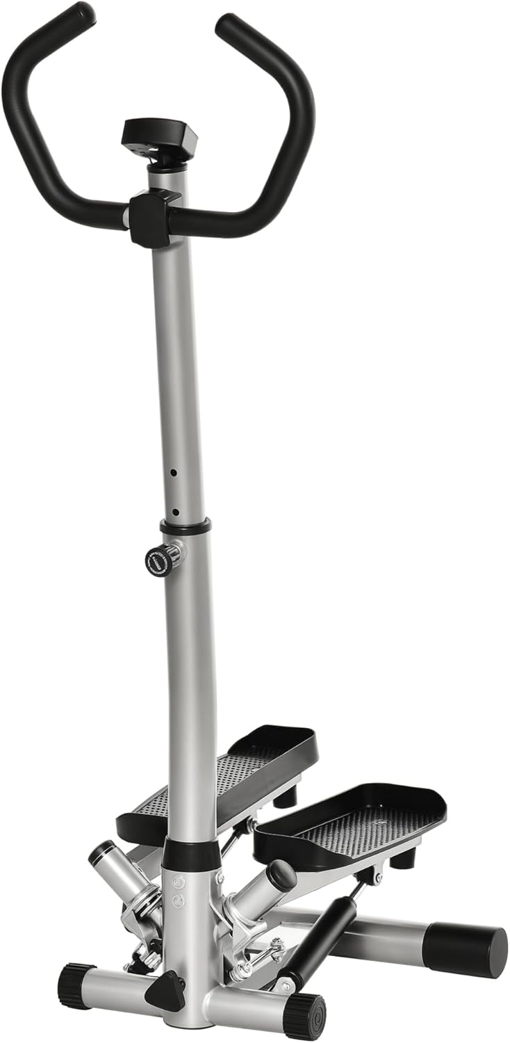 HOMCOM Stepper mit Handgriff Fitness Heimtrainer für Zuhause klein Fitnessgerät für Bein- und Po-Tra