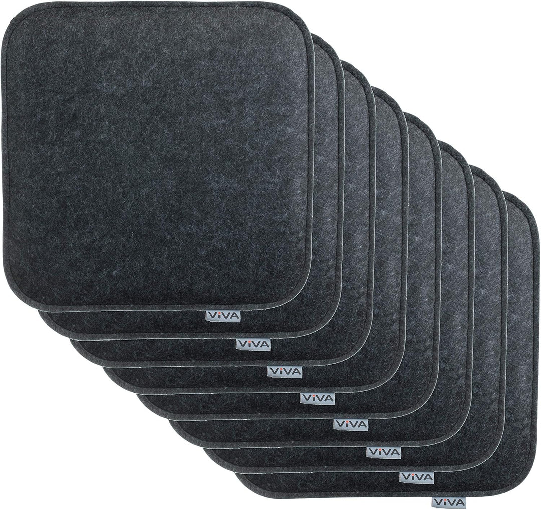 Brandsseller Sitzkissen Filz Eckig 8er Set 35x35x2 cm Stuhlkissen Sitzpolster Auflagen Anthrazit, An