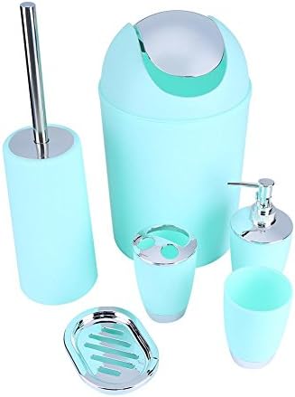 AYNEFY 6tlg Badezimmer Zubehör Set,Badset Accessoires Chrom mit Seifenspender Lotionsflaschen Zahnpu