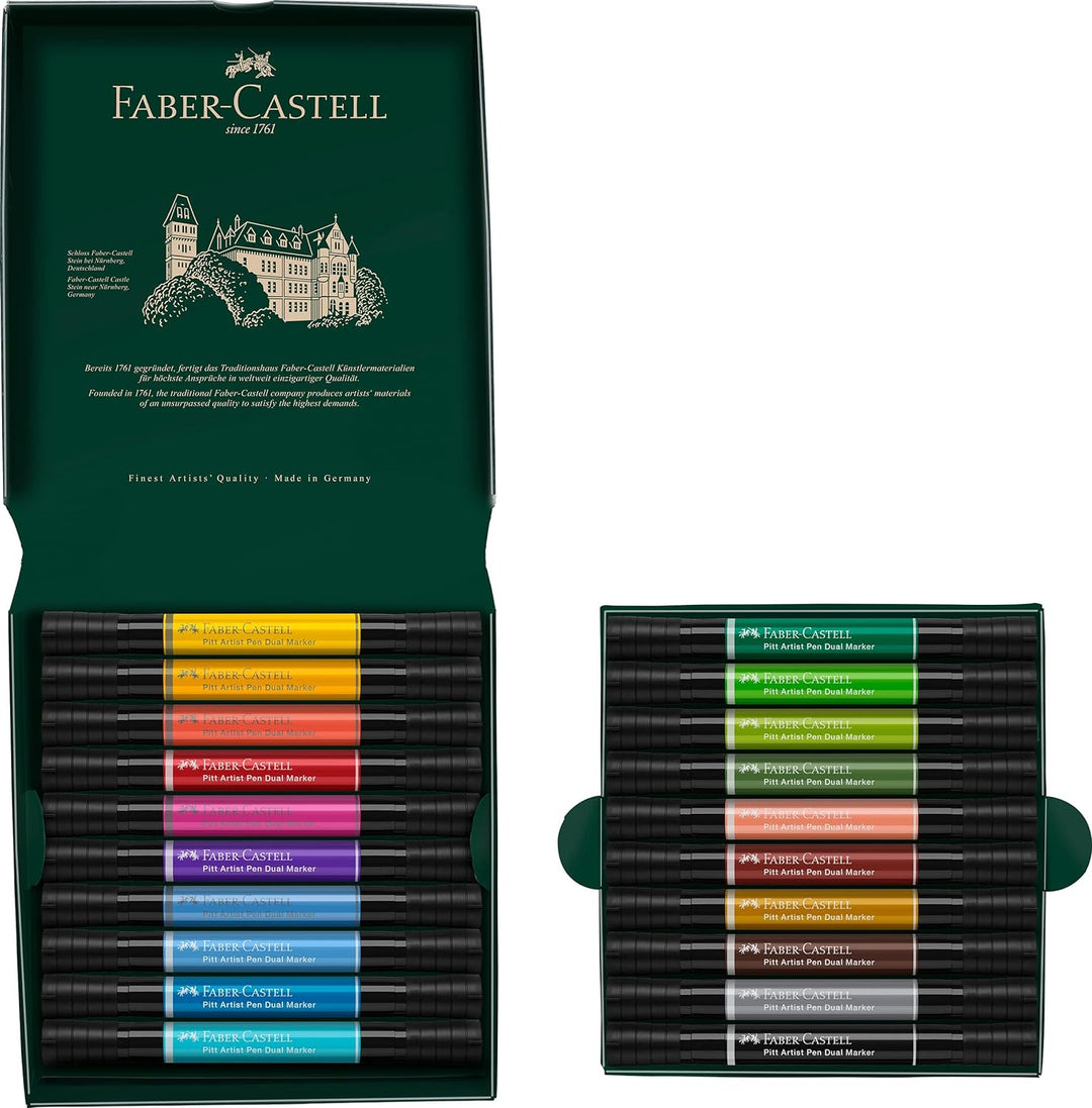 Faber-Castell 162020 - Pitt Artist Pen Dual Marker Tuschestift, mit zwei Spitzen, eine Pinselspitze