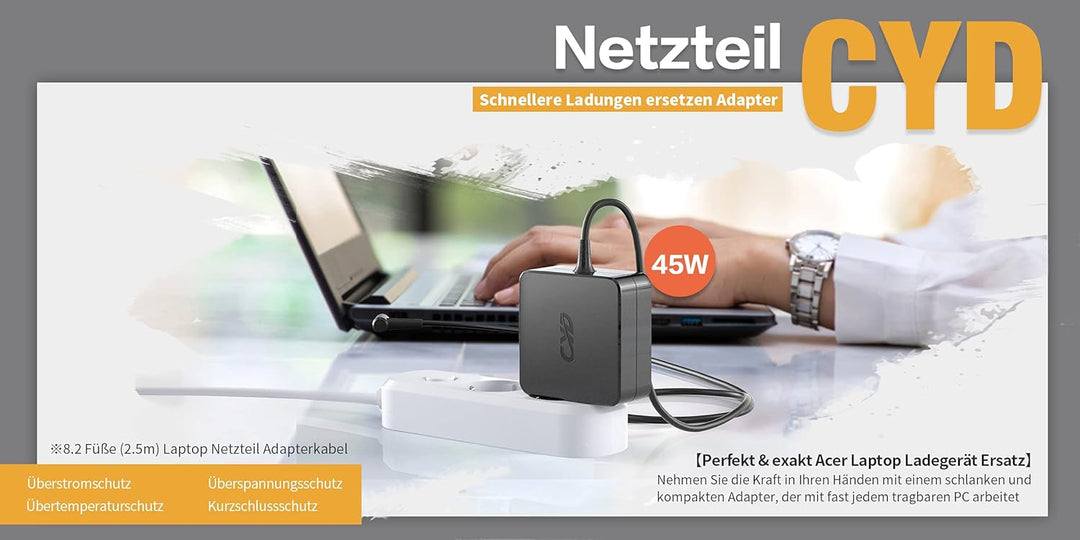 CYD 45W 19.5V 2.31A PowerFast-Notebook-Netzteil für Hp-ladekabel Laptop Spectre X360 15 Stream 11 13