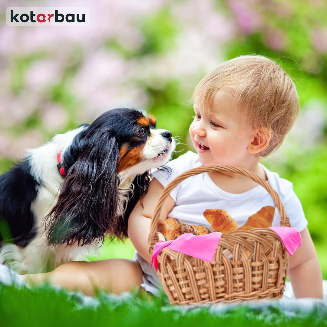 KOTARBAU® Weidenkorb mit Henkel Kinder Osterkorb mit Henkel Klein Rund 230 x 200 mm Osterkorb Weide