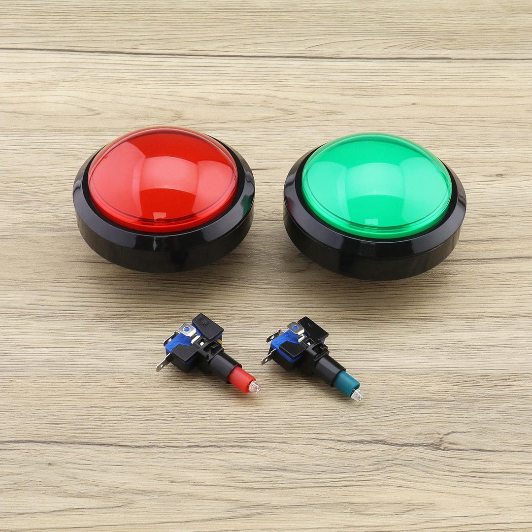 eMagTech 2 x 100 mm grosse Kuppel, 12 V LED-beleuchtete Druckknöpfe mit Mikroschalter für Arcade-Mas