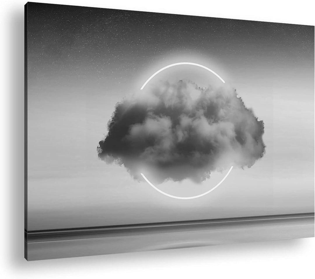deyoli Kreis Wolken Logo Format: 80x60 Effekt: Schwarz&Weiss als Leinwandbild, Motiv fertig gerahmt
