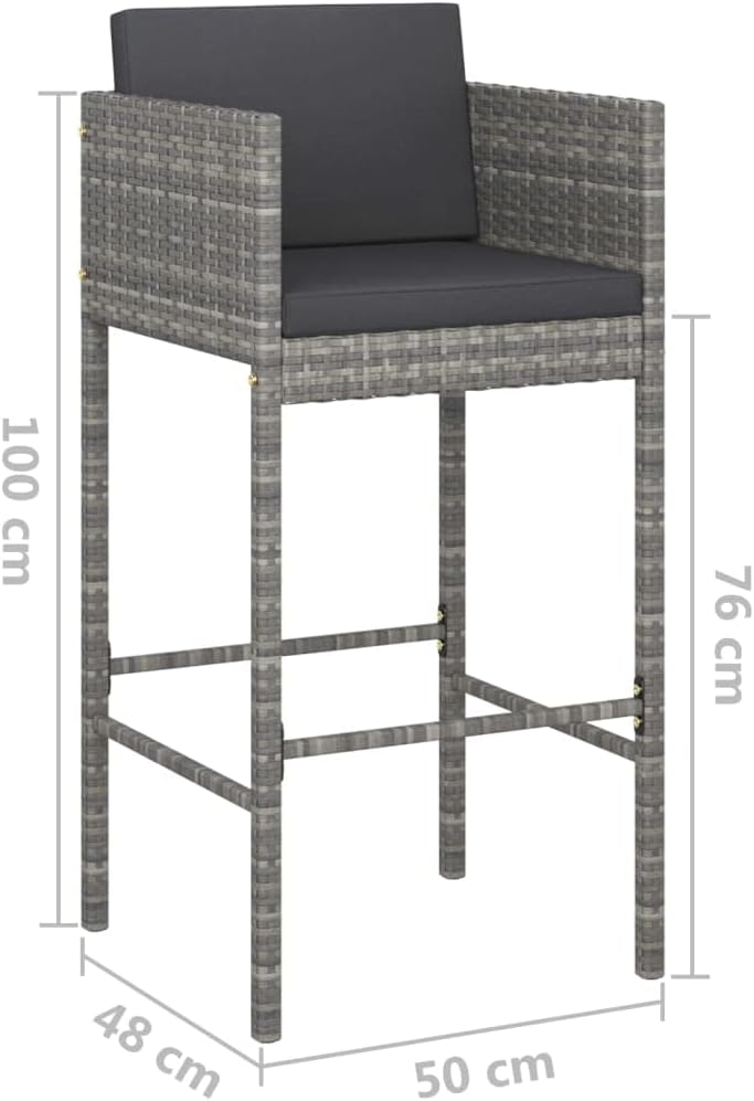vidaXL Gartenbar Set 3-TLG. mit Kissen Theke Bar Tresen Gartentheke Bartisch Stehtisch Barhocker Bar