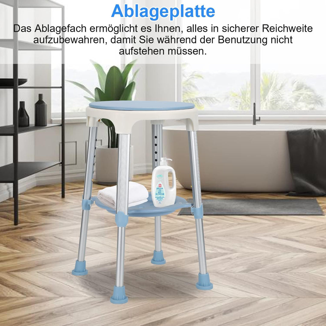 Ansobea Duschhocker für senioren 360°Drehbar Badhocker mit stauraum höhenverstellbar 42-54 cm Duschs