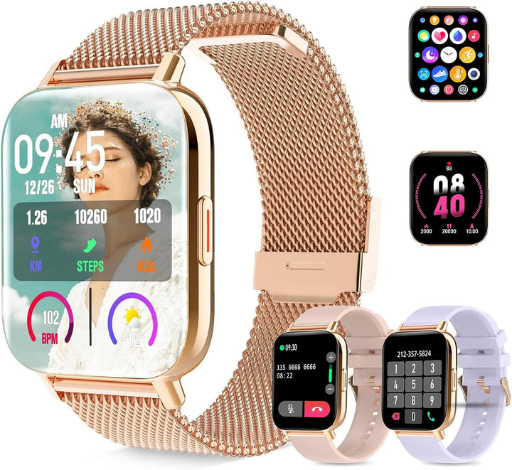 Lefitus Smartwatch Damen mit Telefonfunktion 1.7" Touchscreen,Sportuhr Aktivitätstracker Herzfrequen