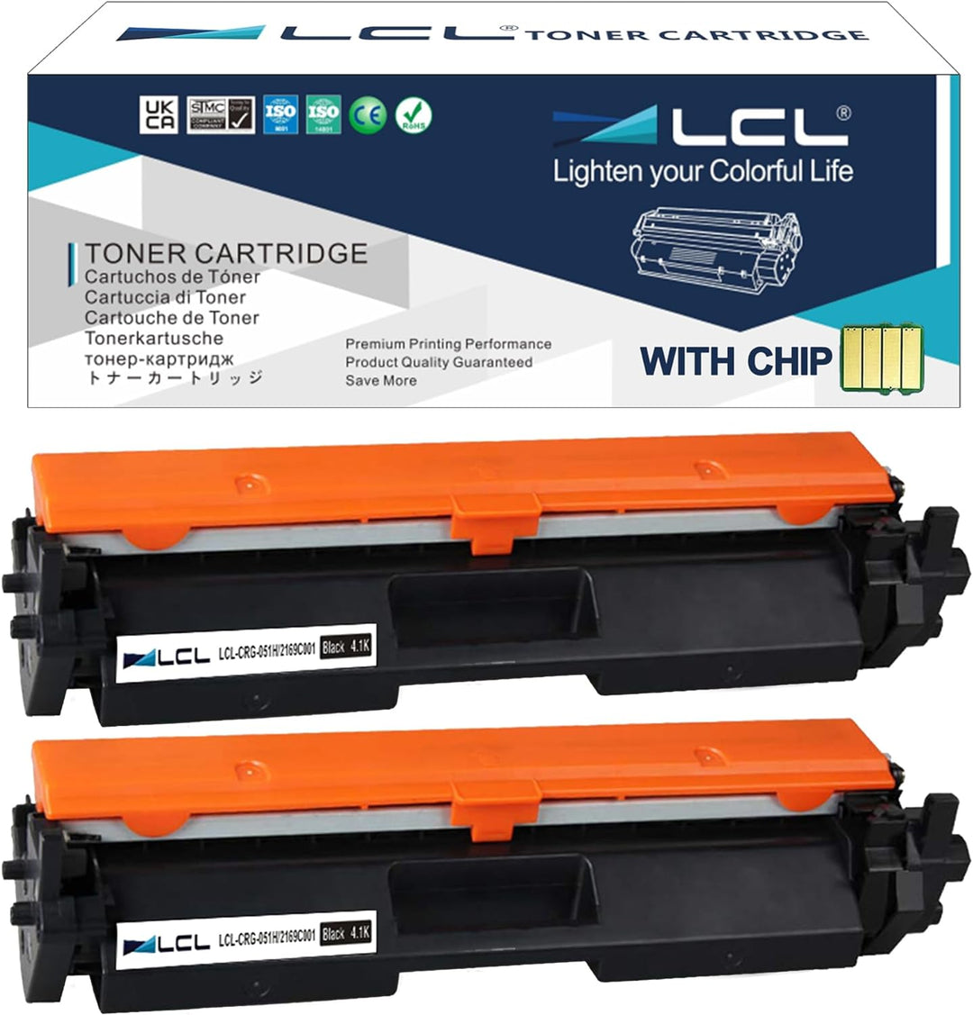 LCL Kompatibel Toner 051H CRG051H CRG-051H 2169C002 4100Seiten (2Schwarz) Ersatz für Canon ImageCLAS