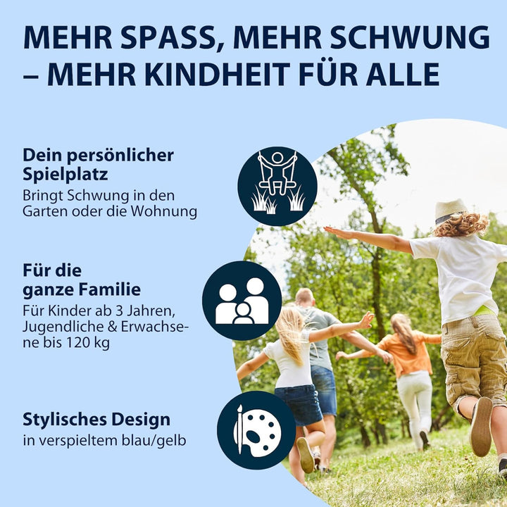 HUDORA Nestschaukel Aluminium, Belastbarkeit bis 120 kg, 120 cm, blau/gelb Blau/Gelb Single