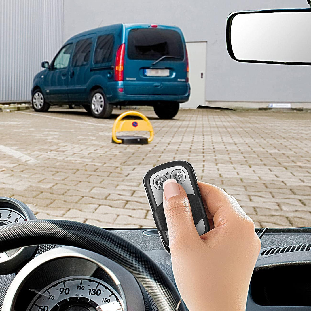 Lescars Parkplatzwächter: Automatische Parkplatzsperre mit Akku & Fernbedienung (Parkplatzabsperrung