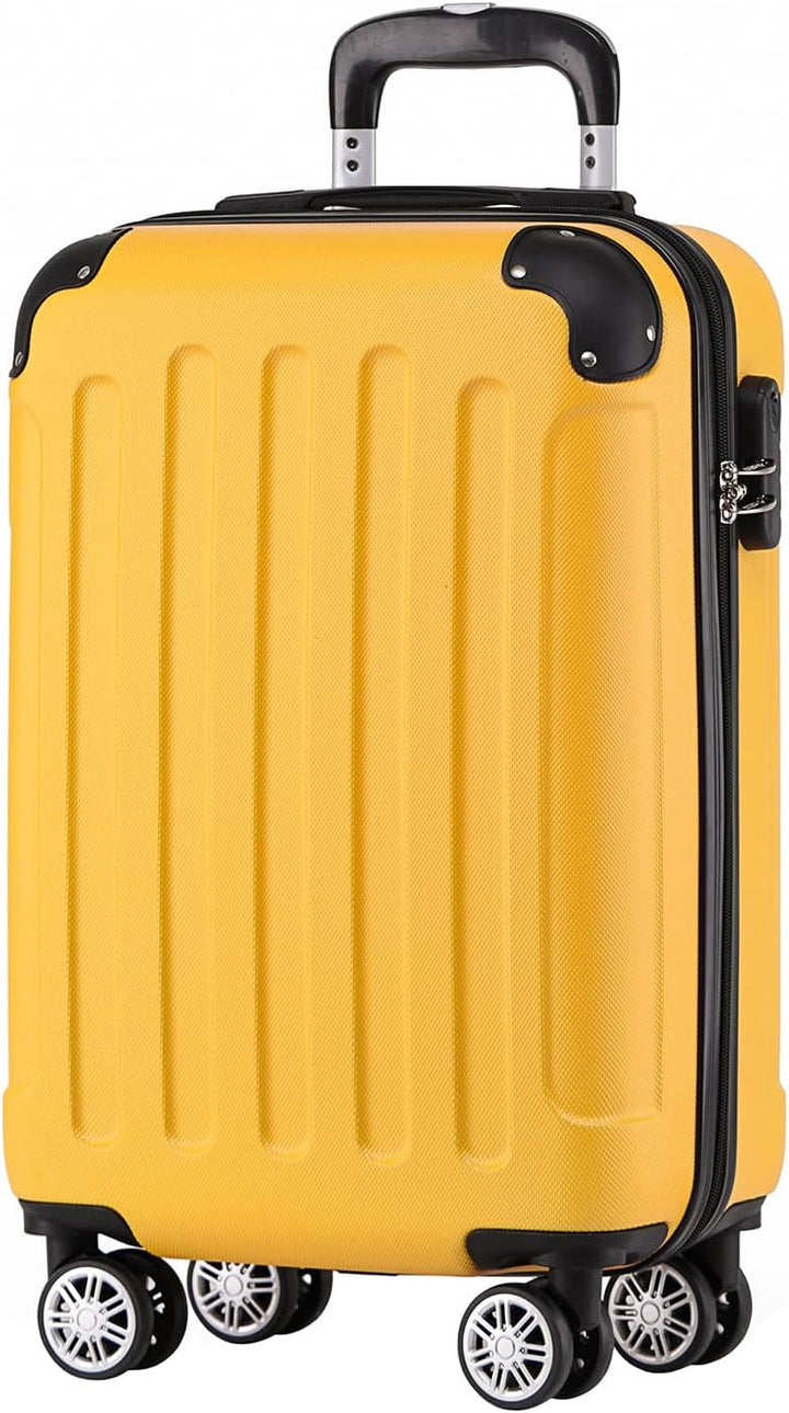 BEIBYE Zwillingsrollen Hardcase Reisekoffer Koffer Trolleys Hartschale in XL-L-M in 14 Farben (Gelb,