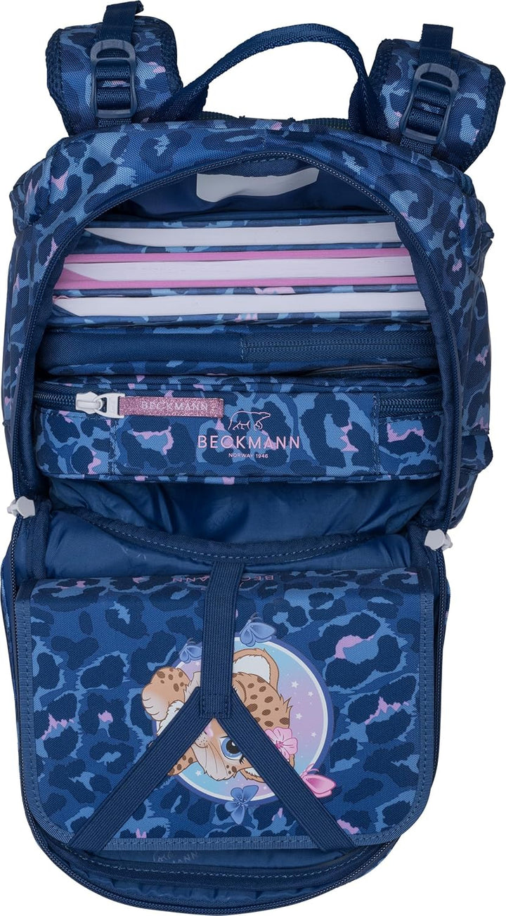 BECKMANN, Schulrucksack-Set Active Air FLX, 6-teilig, Grundschule, inkl. Regenüberzug, 22L, Cheetah