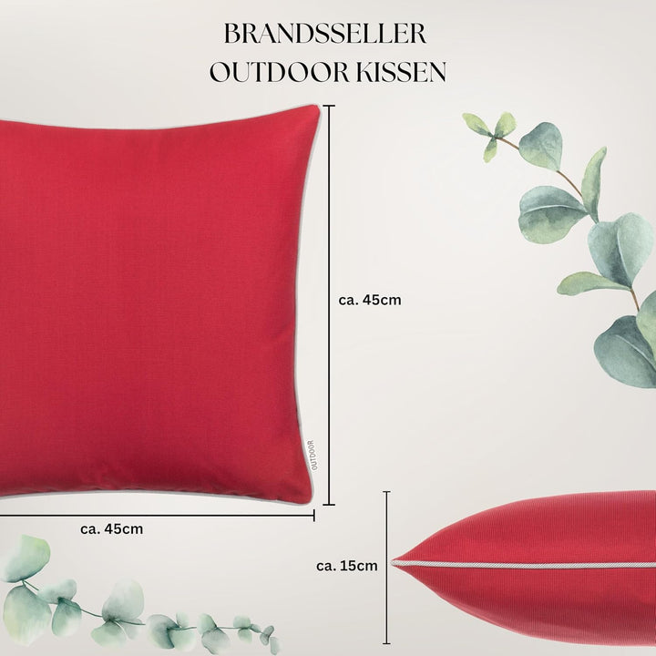 Brandsseller Outdoor Garten Kissen Dekokissen mit Paspel - Garngefärbt Uni Schmutz- und Wasserabweis