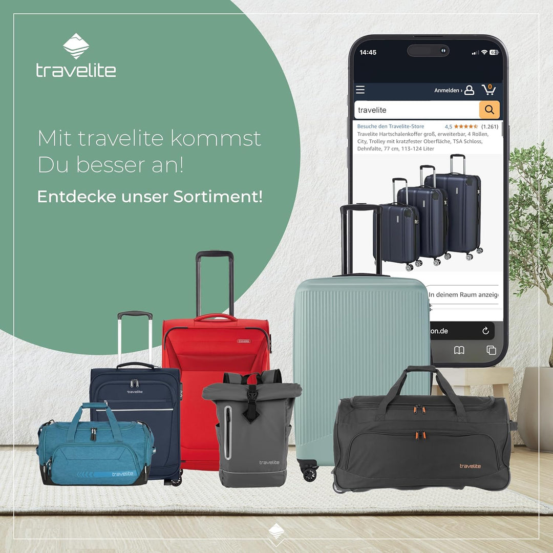 Travelite 4-Rad Koffer Set Grössen L/M/S mit TSA Schloss + Dehnfalte (ausser Grösse S), Gepäck Serie