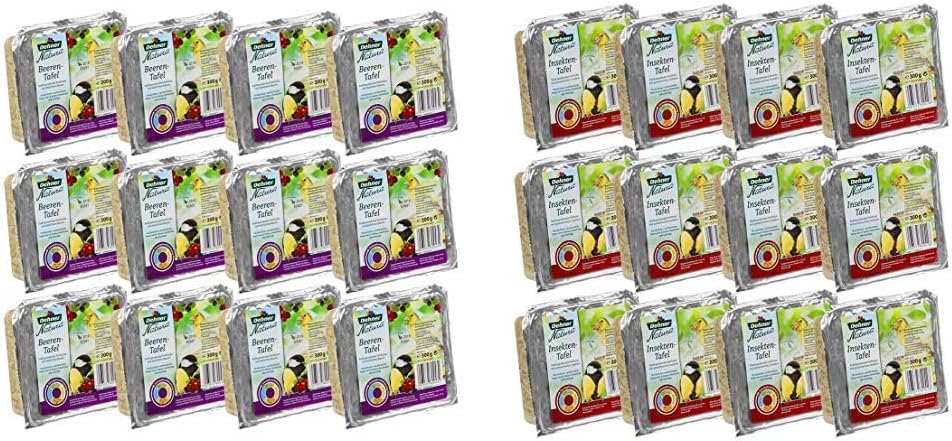 Dehner Natura Wildvogelfutter-Tafeln mit Beeren, 12 x 300 g (3.6 kg) & Natura Wildvogelfutter-Tafeln