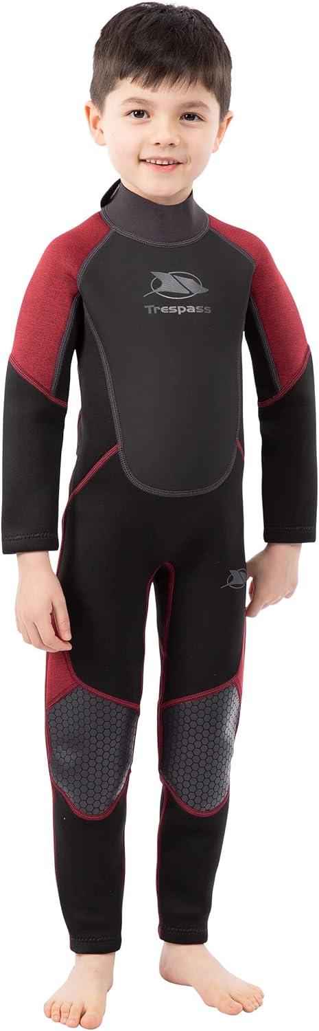 Trespass Amigo Neoprenanzug für Jungen, volle Länge, 3 mm, ergonomische Passform Merlot Marl 9 -10 J