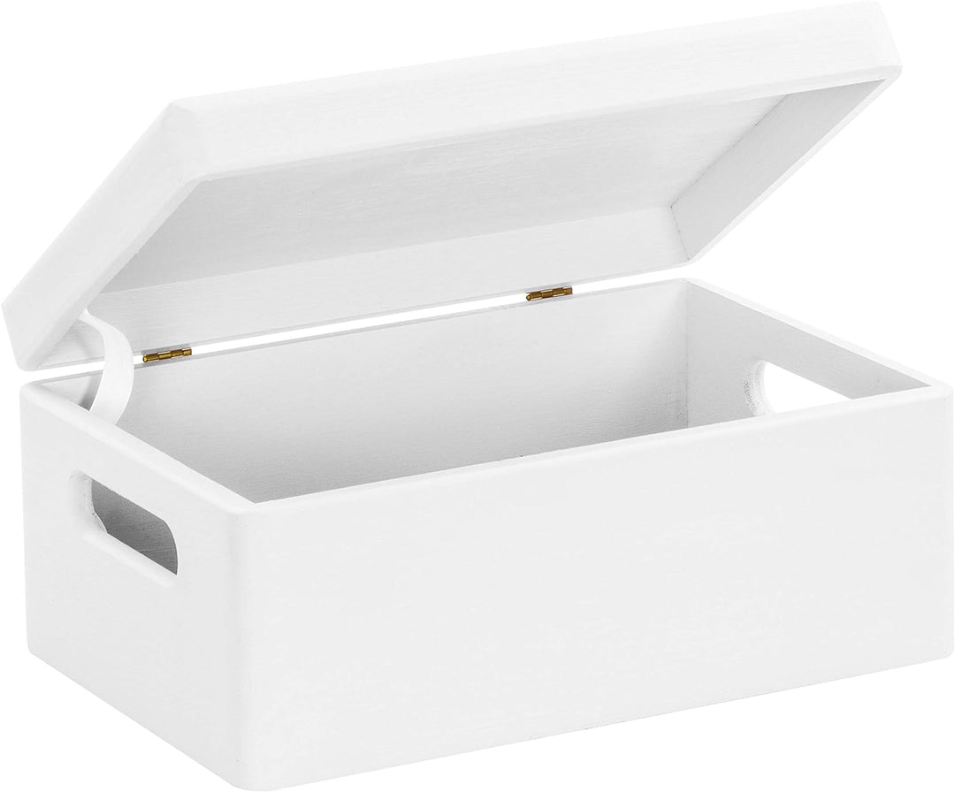LAUBLUST Grosse Holzkiste Deckel und Griffe - 30x20x14cm, Weiss, FSC® | Allzweck-Kiste aus Holz - Au