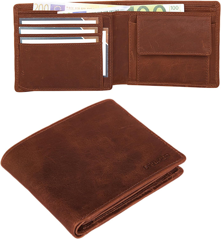 STILORD 'Lewis' Leder Portemonnaie Herren RFID Schutz Geldbörse für Männer viele Karten Fächern Brie