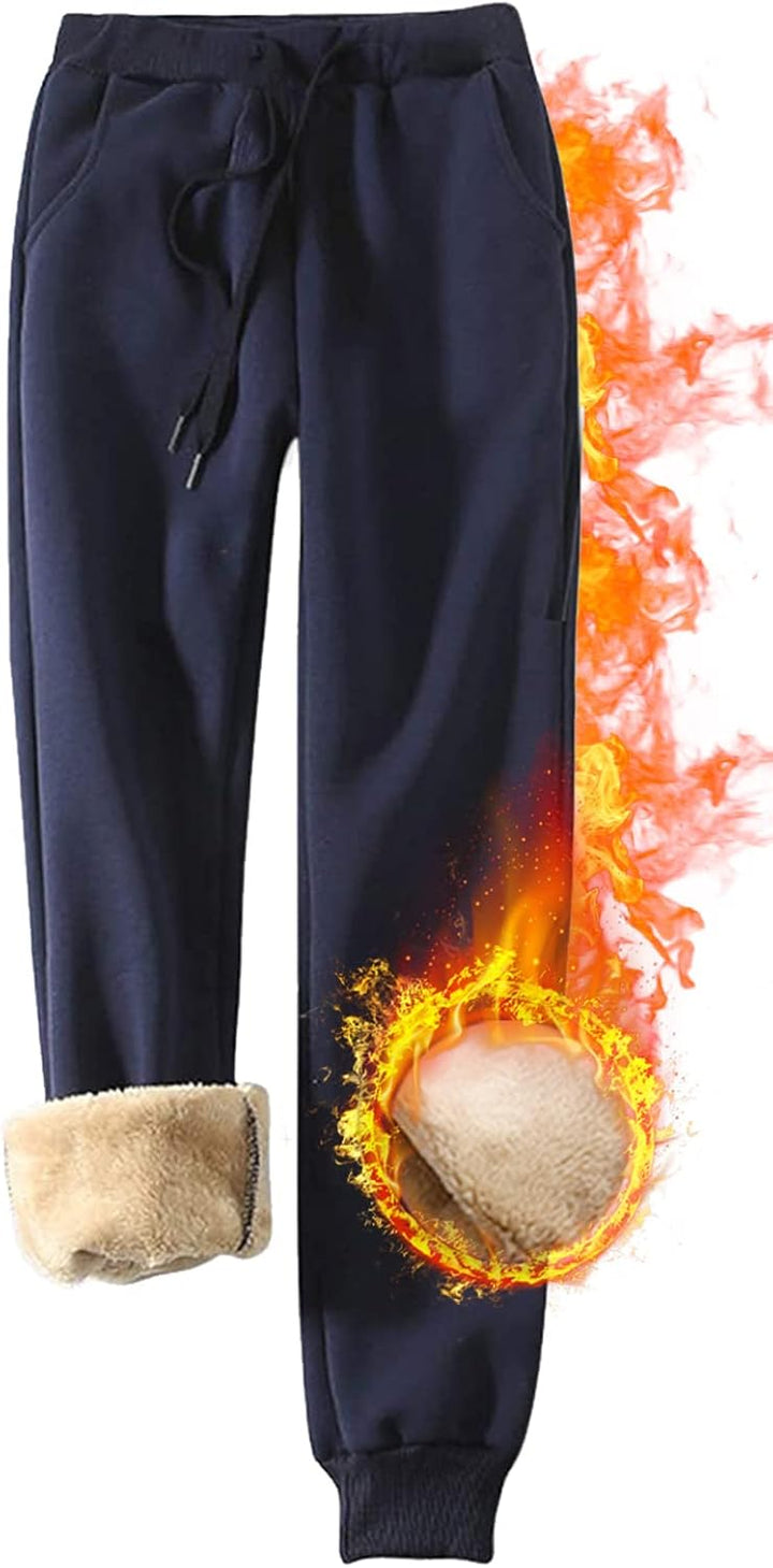 CheChury Jogginghose Damen Winter Warm Thermohose Sherpa Innenfutter Sweathose Gefüttert Sport Hosen