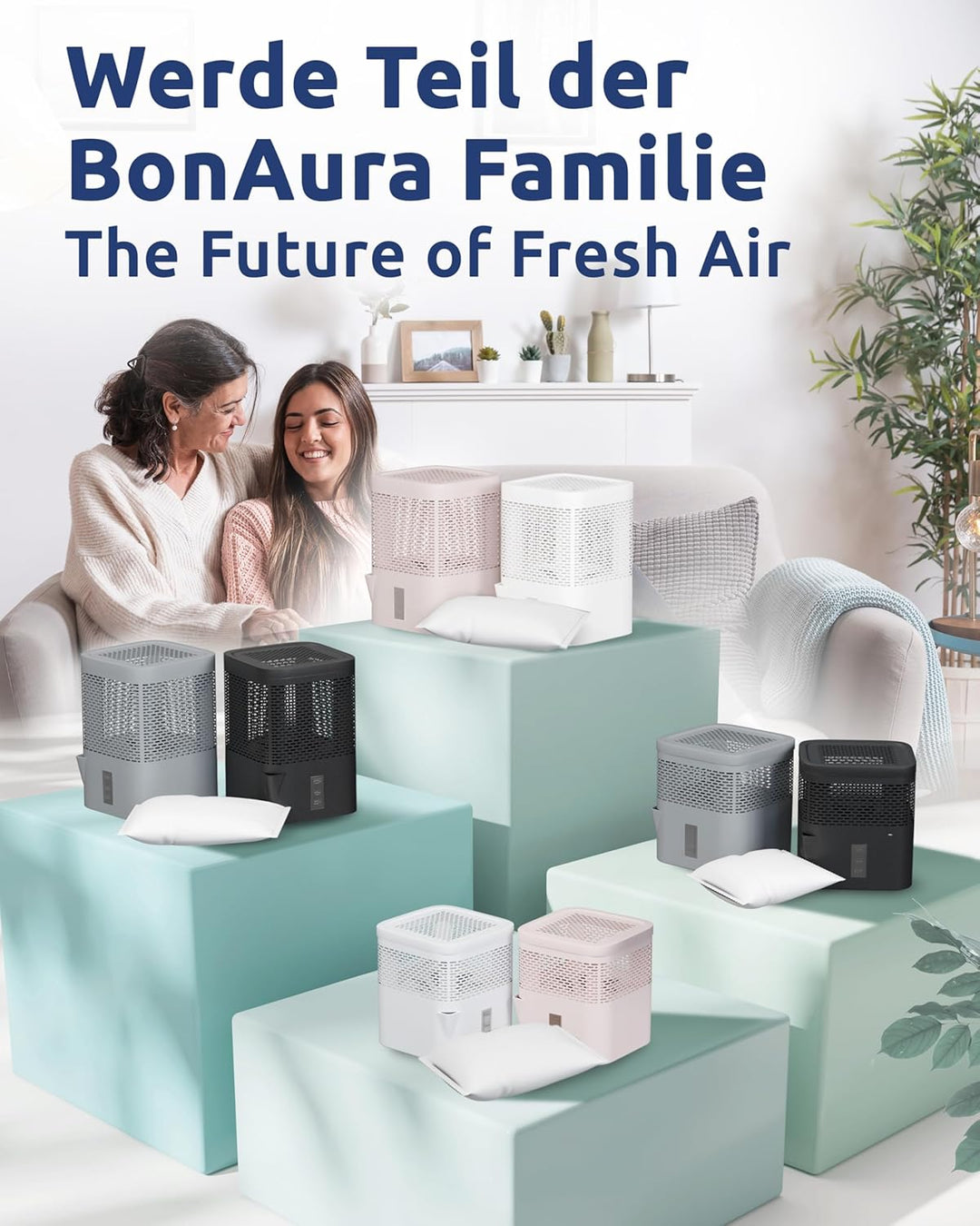 BonAura® Luftentfeuchter Nachfüllpack 4x 450g - Sparset Luftentfeuchter Granulat - 4er Set Entfeucht