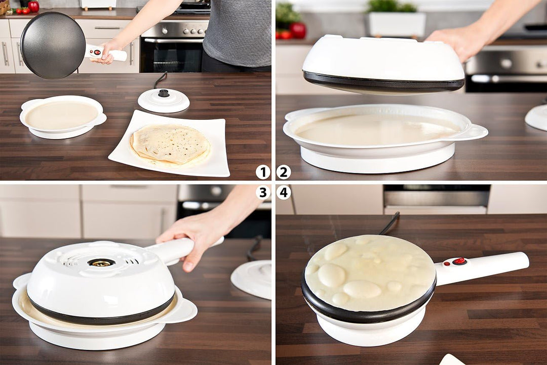 Rosenstein & Söhne Crepes Maker: Kabelloser Crêpes-Maker, Anti-Haft, Temperatur-Automatik, 20 cm, 80