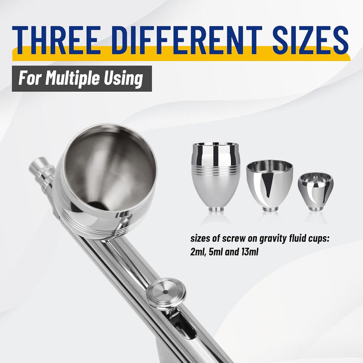 Airbrush Fengda FE-183K Präzisions-Dual-Action-Airbrush-Set für Schwerkraftzufuhr mit 3 Körbchengrös