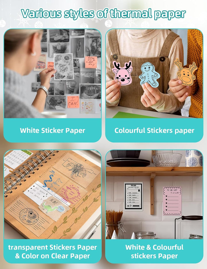 Memoking Mini Drucker für Smartphone - Tiny Printer M02L Bluetooth Minidrucker, Handy Drucker mit 1